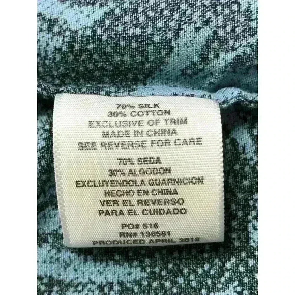 Nat Nast shirt XXL button front palm frond 70% silk 30% cotton Hawaiian Y2K navy - Picture 6 of 7